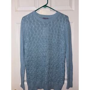 Laura Scott women’s large light blue cable knit ribbed sweater new